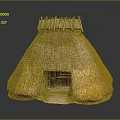 Traditional Rural Thatched House With Moss Covered Thatch Roof Wooden Door And Small Pathway