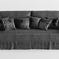Comfortable Gray Sectional Sofa With Plush Velvet Pillows And Curved Arms