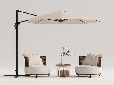 Outdoor Rattan Leisure Table and Chair Sunshade Combination Outdoor Rattan Single Sofa model