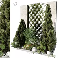 Modern Green Plant Wall Design With Lattice Structure And Surrounding Evergreen Trees