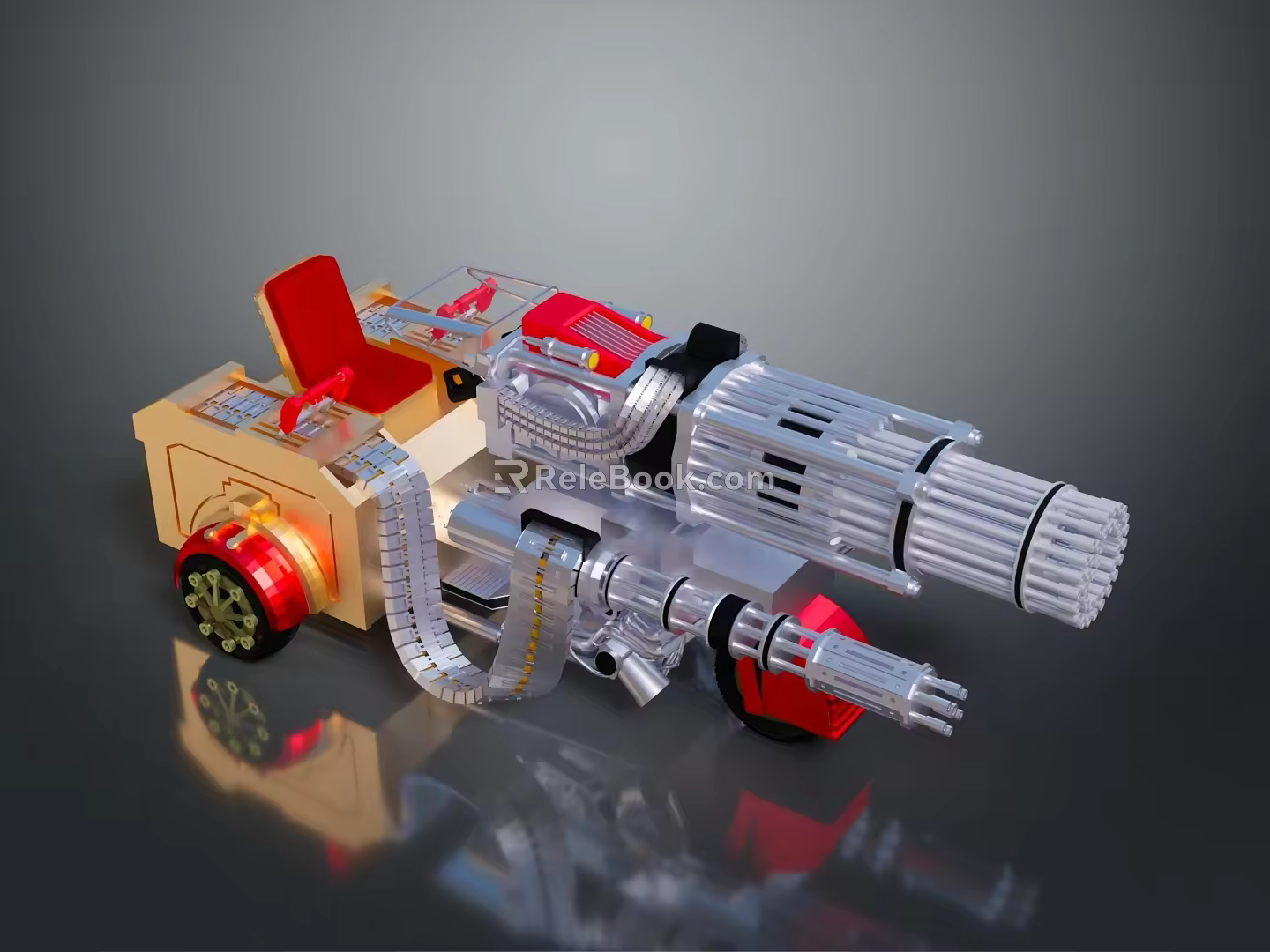 Browning Machine Gun Browning Gatling White Machine Gun Machine Gun Bullet Military 3d model