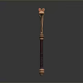 Mythical Ram Head Battle Axe Weapon With Golden Bronze Finish And Carved Wooden Handle