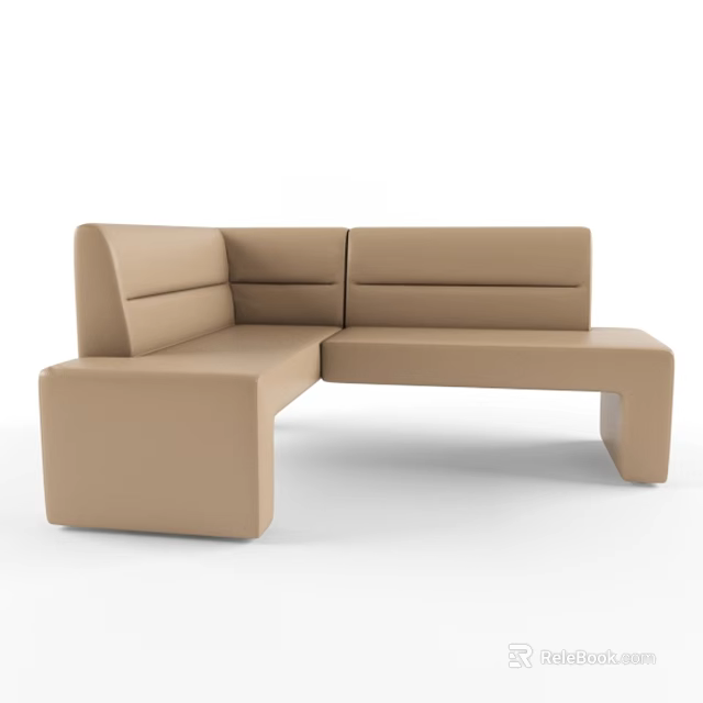 Modern Beige Sectional Sofa Featuring L Shaped Design And Soft Upholstery 3d model