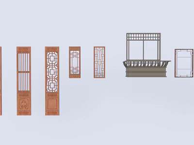 Traditional Wooden Grilles Lattices And Window Designs With Various Patterns 3d model