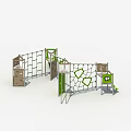 Green Outdoor Playground Equipment With Climbing Net Slide And Ladder