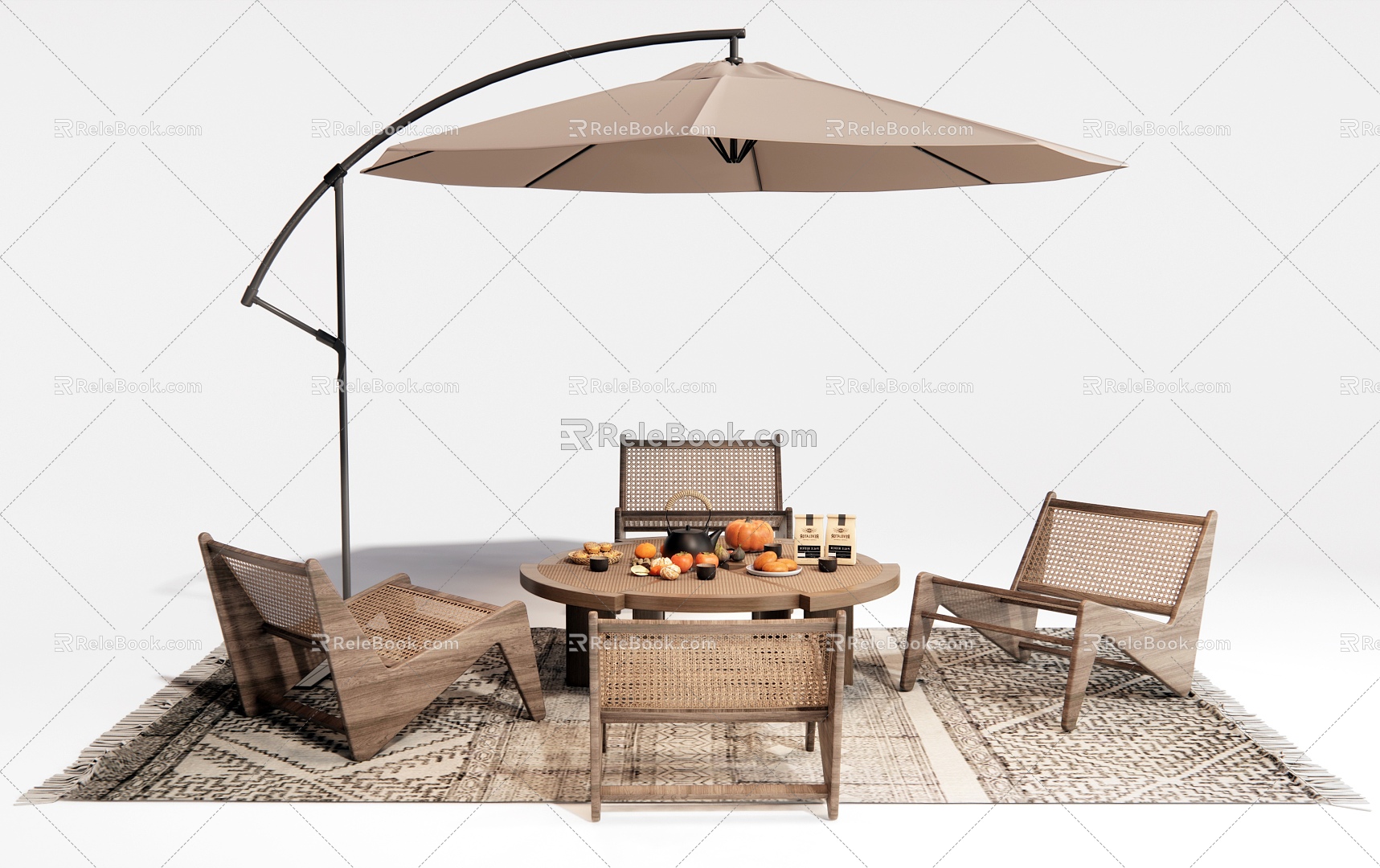 Quiet Outdoor Table and Chair Outdoor Chair Leisure Chair Cooking Tea Fruit Food model