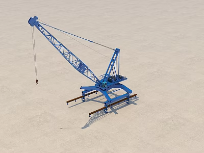 Blue Construction Crane Steel Structure With Extended Boom And Stable Base 3d model