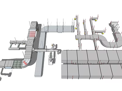 3D Industrial Pipeline System Model With Complex Layout And Structural Support Components 3d model