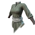 Green Long Sleeve Tunic With Brown Pants White Waist Sash And Brown Boots