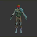 Men's Costume Clothing With Green Top Red Gloves Blue Armor Belt And Boots