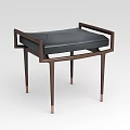 Modern Stylish Stools With Crossed Straight Legs Wooden Metal Frames And Leather Seats