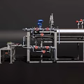 Industrial Equipment With Multiple Pipes Valves Large Cylindrical Tank And Control Panels