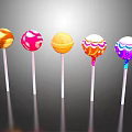 Colorful Decorated Lollipops With Various Patterns And Bright Colors On Sticks