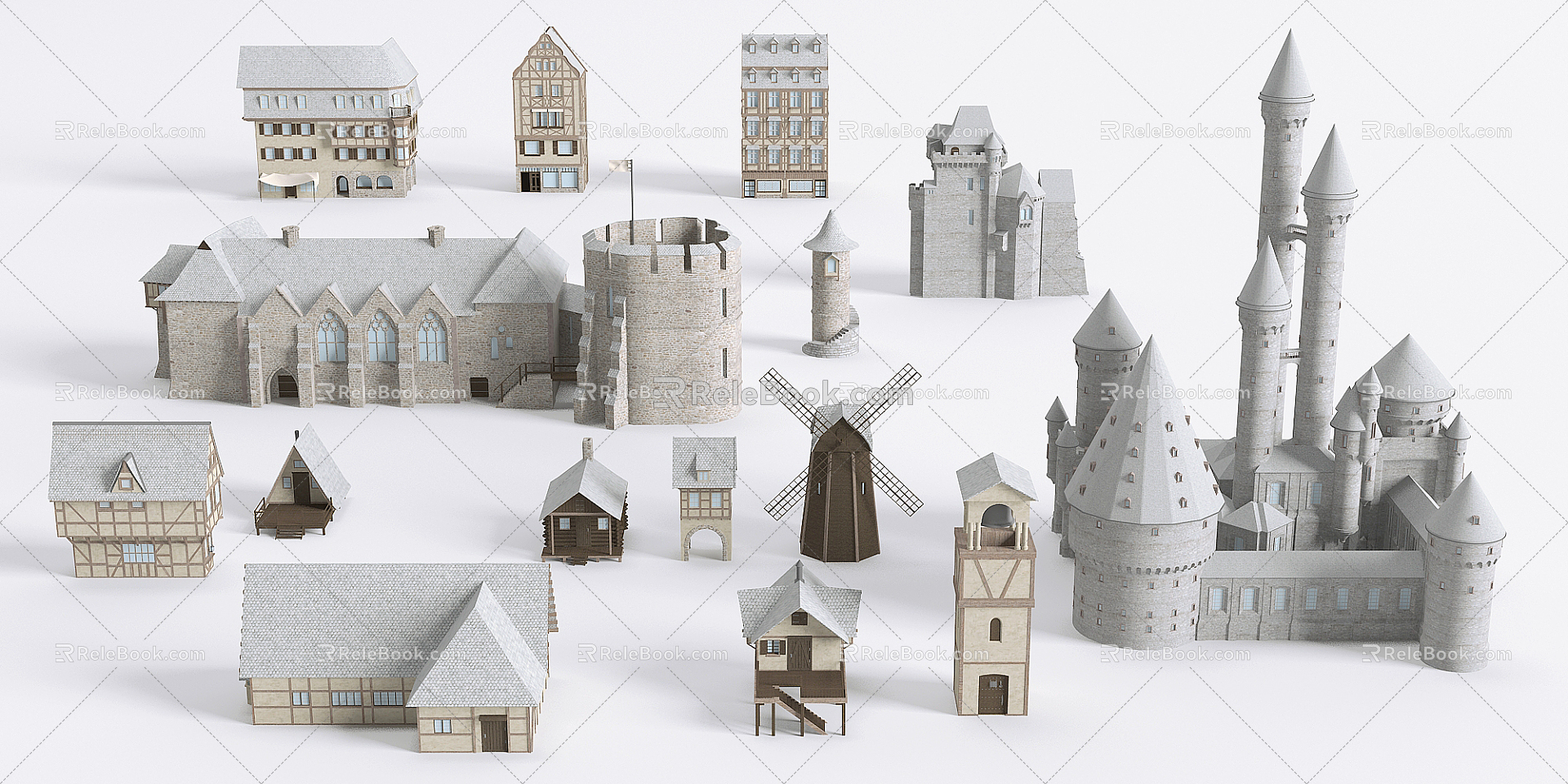 European-style castle combination 3d model