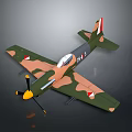 Camouflage Aircraft Model with Yellow Propeller and Red White Tail Fin for Space Exploration