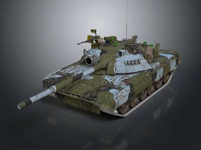 Military Combat Tank Featuring Camouflage Paint Cannon Turret And Antenna 3d model