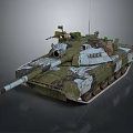 Military Combat Tank Featuring Camouflage Paint Cannon Turret And Antenna