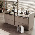 Elegant Modern Jewelry Cabinet With Glass Top Drawers And Decorative Accessories