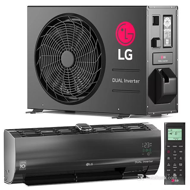 LG Dual Inverter Air Conditioner Fan With Remote Control And Digital 3d model 