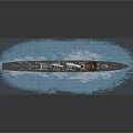 Warship Sailing on Blue Sea Water with White Smoke Emission from Chimneys