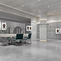 Modern Public Office Space With Desks Office Chairs Computers And Open Layout
