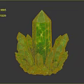 Vibrant Green Crystal Shaped Plant Featuring Spiky Tips And Yellow Glowing Spots With Reflection
