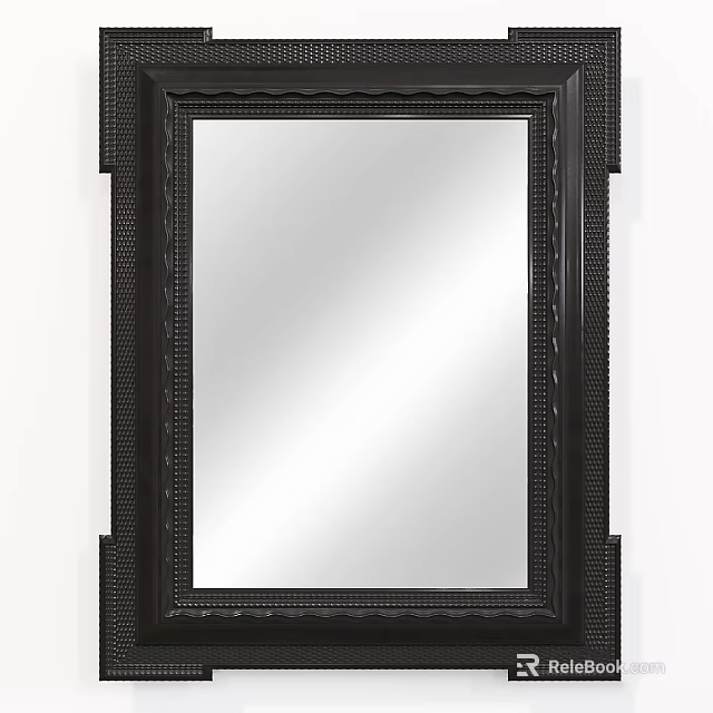 Decorative Wall Mirror With Black Ornate Frame And Classic Design Elements 3d model