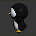 Cute Penguin Toy Standing With Black Body White Belly And Yellow Feet On Gray Background