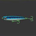 Blue and Black Striped Lifelike Fishing Lure With Reflective Surface And Fish Hooks