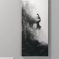Abstract Monochrome Portrait Painting With Textured Background And Facial Contour Detail