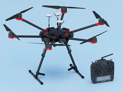 High Performance Intelligent Machine Multirotor Drone With Remote Controller And Propellers 3d model