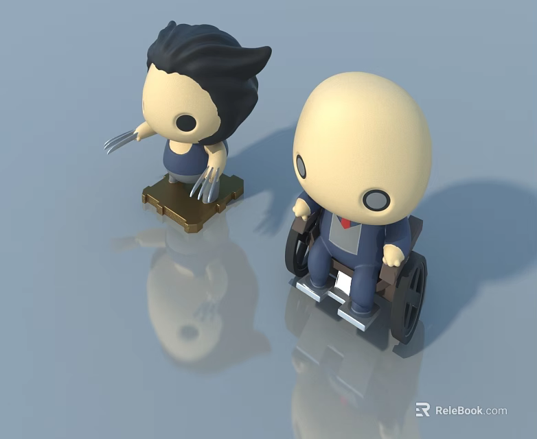 Cartoon Collectible Dolls With Claw Hand Character And Wheelchair Figure Design Toys 3d model 