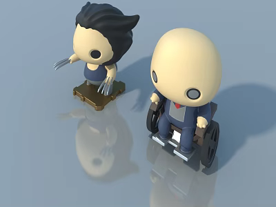 Cartoon Collectible Dolls With Claw Hand Character And Wheelchair Figure Design Toys 3d model