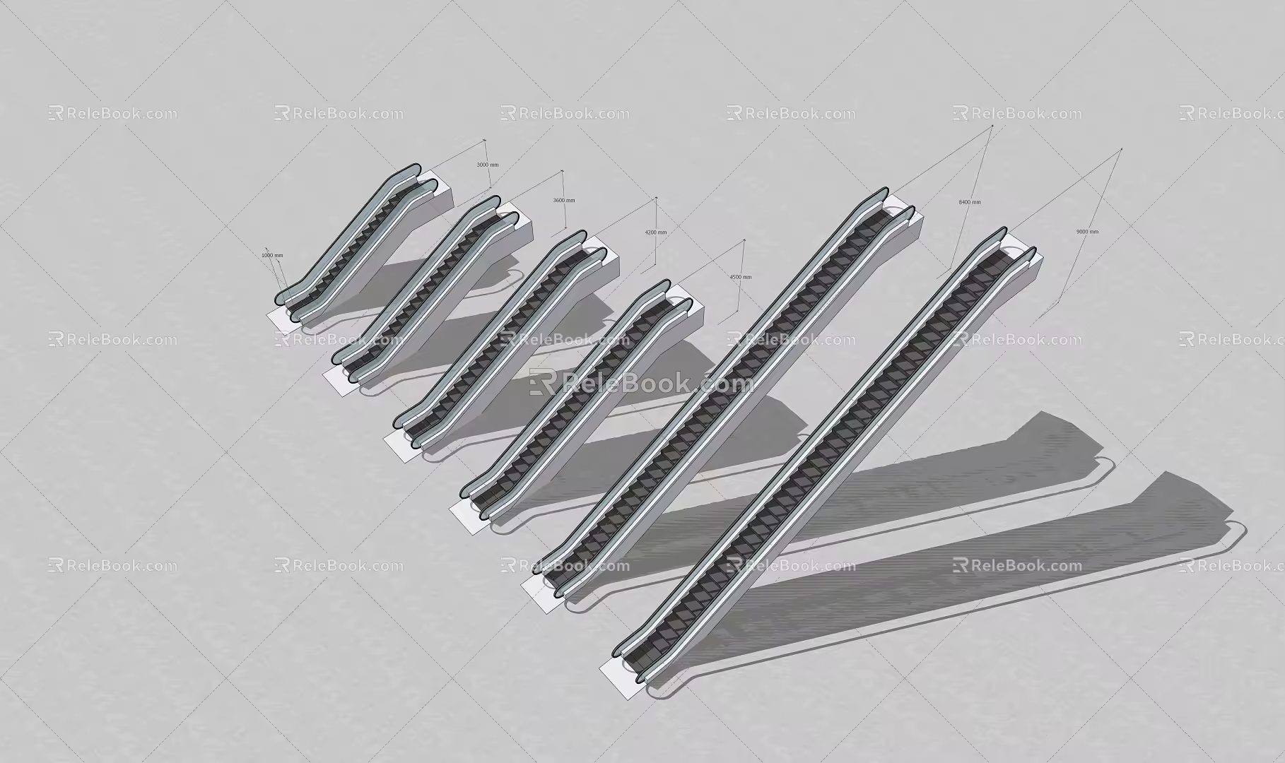 Modern elevator commonly used escalator 3d model