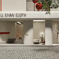 CHILL CHAN CLOTH Storefront Design With White Facade Red Lanterns And Window 3d model