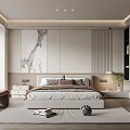 Modern Bedroom Interior Design With Marble Headboard Bed Accent Chair And Area Rug