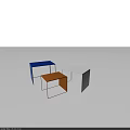 Modern Minimalist Square Stools In Blue Brown Gray With Metal Frame Design