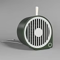 Green Round Public Facility Fan With Metal Stand And Grille Design