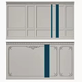 Light Colored Background Wall Design With Rectangular Panels Blue Vertical Strips And Ornate Moldings 3d model