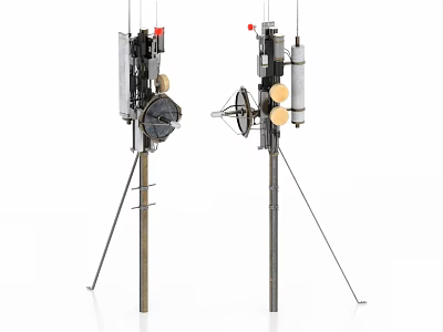 Industrial Equipment With Antennas Wheels Yellow Components And Tripod Stands 3d model