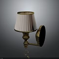 Wall Lamp Furniture With Golden Accents Pleated White Lampshade And Black Mounting Plate