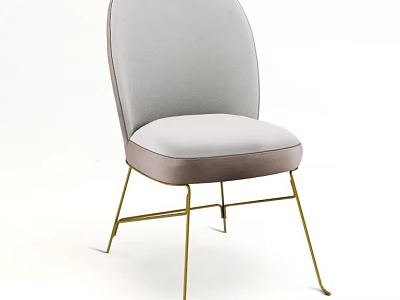 Soft Grey Upholstered Dining Chair With Gold Metal Legs Modern Design 3d model