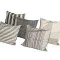 Stylish Modern Throw Pillows With Striped Patterns And Neutral Tones For Home Decor 3d model