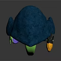 Mystical 3D Character With Blue Hooded Cloak Long Beak Mask Purple Orb And Golden Staff