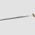 Traditional Ancient Sword With Silver Sharp Blade And Gold Red Decorative Hilt