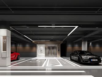 Modern Parking Underground Parking Underground Elevator Hall 3d model