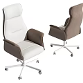 Modern Two Tone High Back Leather Office Chair With Wheeled Base Design