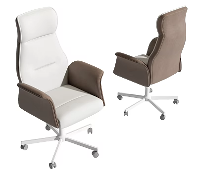 Modern Two Tone High Back Leather Office Chair With Wheeled Base Design 3d model