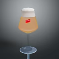 Tall Bud Light Beer Glass With Foam And Yellow Liquid For Daily Use