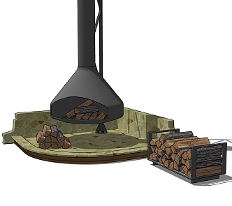 Modern Fireplace Wood Fireplace Combination 3d model